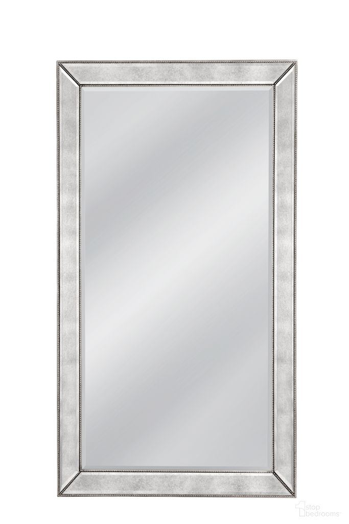 Beaded Floor Mirror In Antique Mirror and Silver