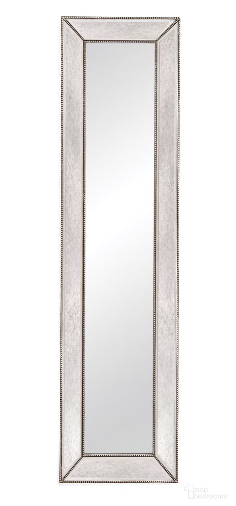 Beaded Floor Mirror In Silver
