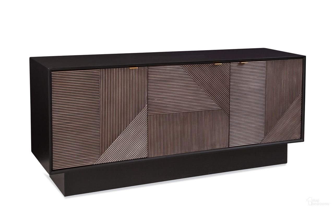 The appearance of Beader Server In Black and Bronze designed by Bassett Mirror Company in the modern / contemporary interior design. This black/bronze piece of furniture  was selected by 1StopBedrooms from Beader Collection to add a touch of cosiness and style into your home. Sku: 8130-DR-576. Material: Wood.