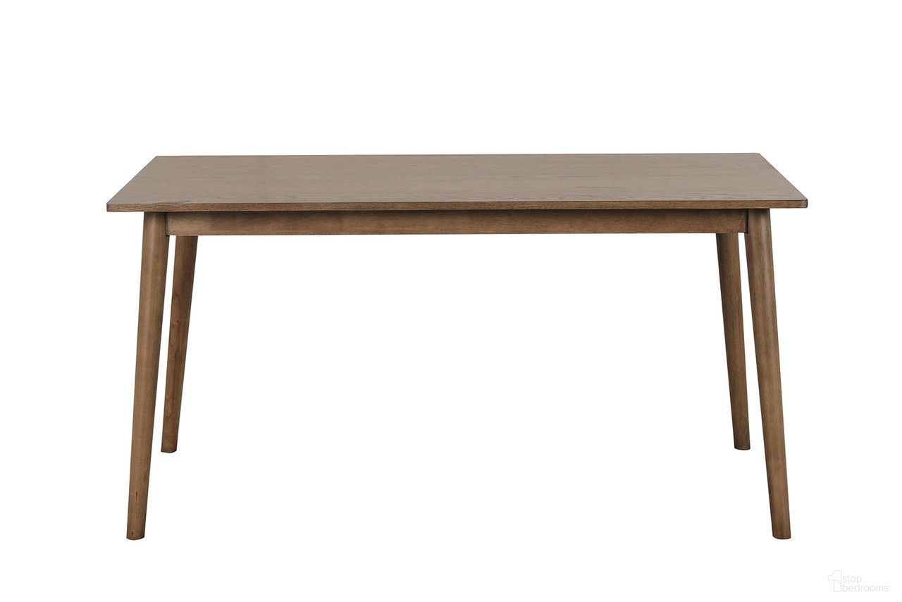 The appearance of Beale Dining Table In Walnut designed by Furniture of America in the modern / contemporary interior design. This walnut piece of furniture was selected by 1StopBedrooms from Beale Collection to add a touch of cosiness and style into your home. Sku: FM3100WN-T. Table Base Style: Legs. Table Top Shape: Rectangular. Material: Rubberwood. Size: 36" x 60".