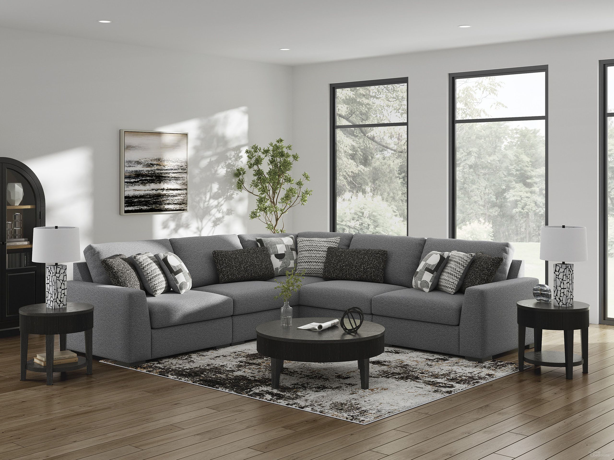 The appearance of Bealton 5-Piece Sectional In Salt and Pepper designed by Signature Design by Ashley in the modern / contemporary interior design. This salt & pepper piece of furniture was selected by 1StopBedrooms from Bealton Collection to add a touch of cosiness and style into your home. Sku: 6130564;6130546;6130546;6130577;6130565. Material: Polyester. Layout: L-Shape.