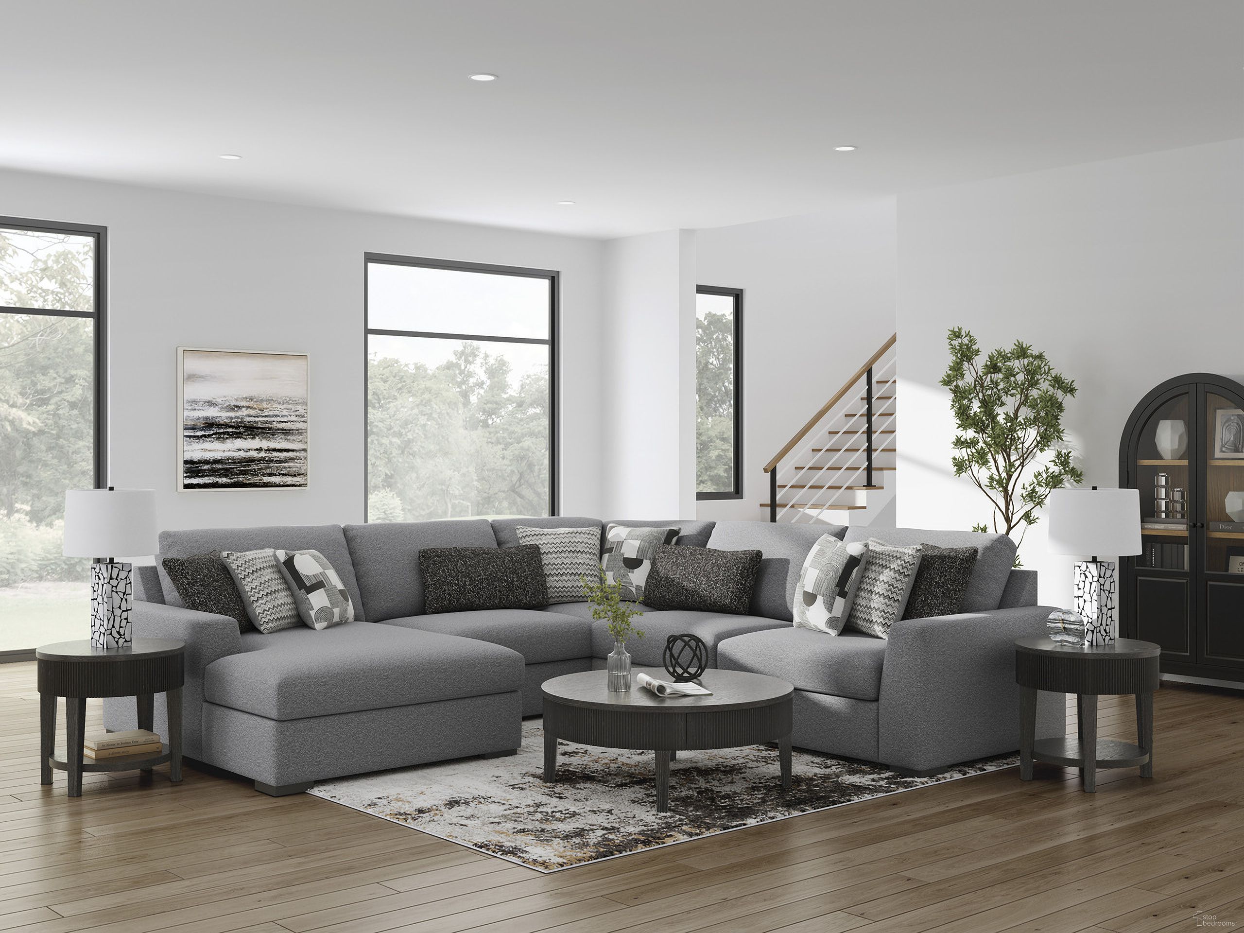 The appearance of Bealton 5-Piece Sectional with LAF Chaise In Salt and Pepper designed by Signature Design by Ashley in the modern / contemporary interior design. This salt & pepper piece of furniture was selected by 1StopBedrooms from Bealton Collection to add a touch of cosiness and style into your home. Sku: 6130516;6130546;6130546;6130577;6130565. Material: Polyester. Layout: U-Shape. Orientation: LAF.