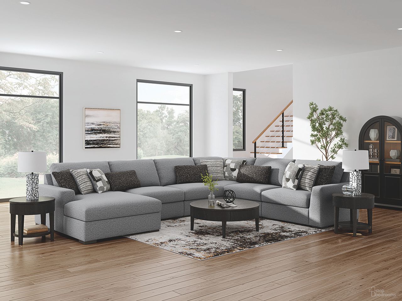 The appearance of Bealton 6-Piece Sectional with LAF Chaise In Salt and Pepper designed by Signature Design by Ashley in the modern / contemporary interior design. This salt & pepper piece of furniture was selected by 1StopBedrooms from Bealton Collection to add a touch of cosiness and style into your home. Sku: 6130516;6130546;6130546;6130546;6130577;6130565. Material: Polyester. Layout: U-Shape. Orientation: LAF.
