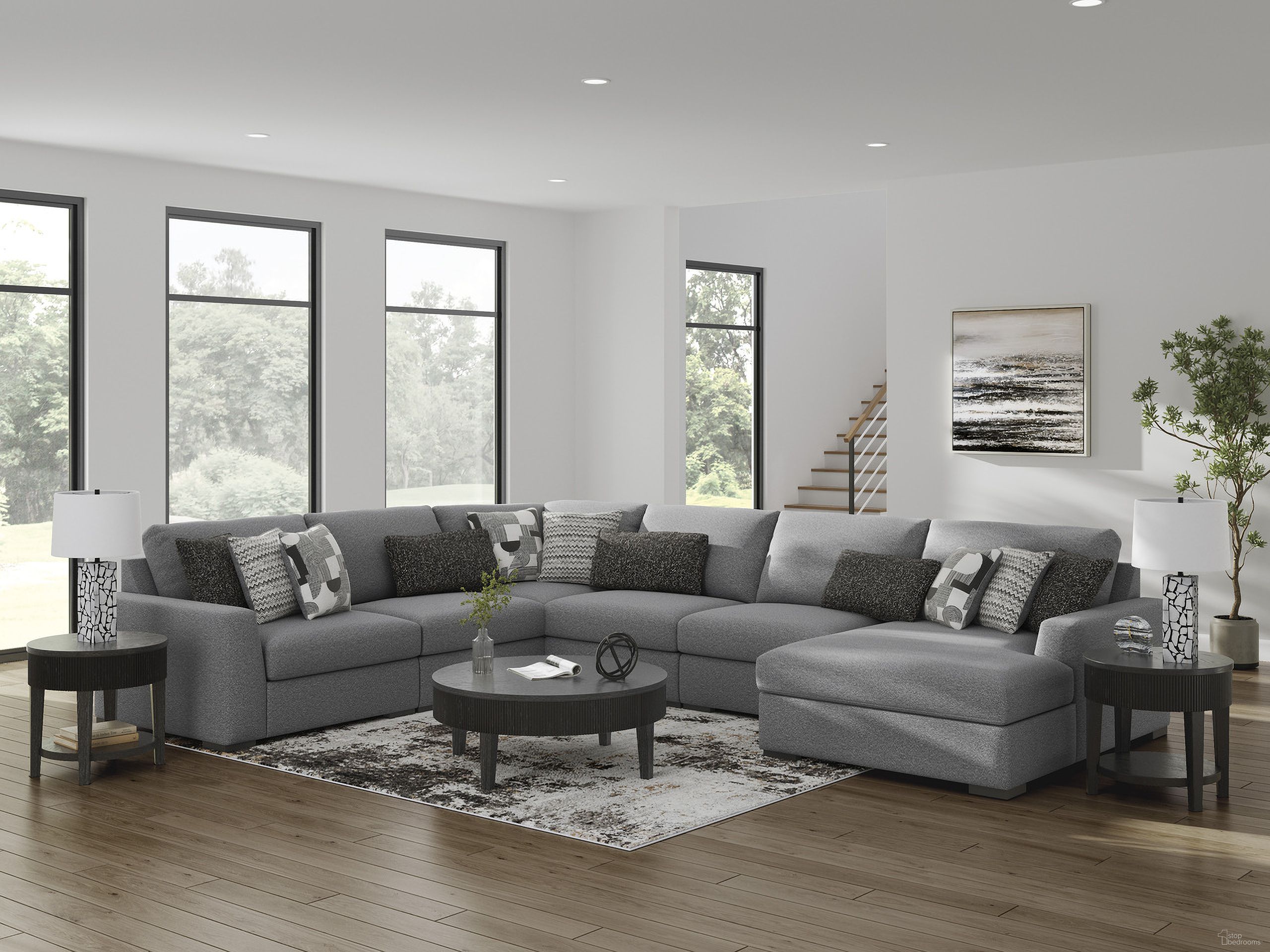 The appearance of Bealton 6-Piece Sectional with RAF Chaise In Salt and Pepper designed by Signature Design by Ashley in the modern / contemporary interior design. This salt & pepper piece of furniture was selected by 1StopBedrooms from Bealton Collection to add a touch of cosiness and style into your home. Sku: 6130564;6130577;6130546;6130546;6130546;6130517. Material: Polyester. Layout: U-Shape. Orientation: RAF.