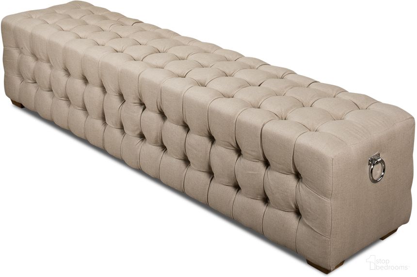 Beam Beige Tufted Linen Bench