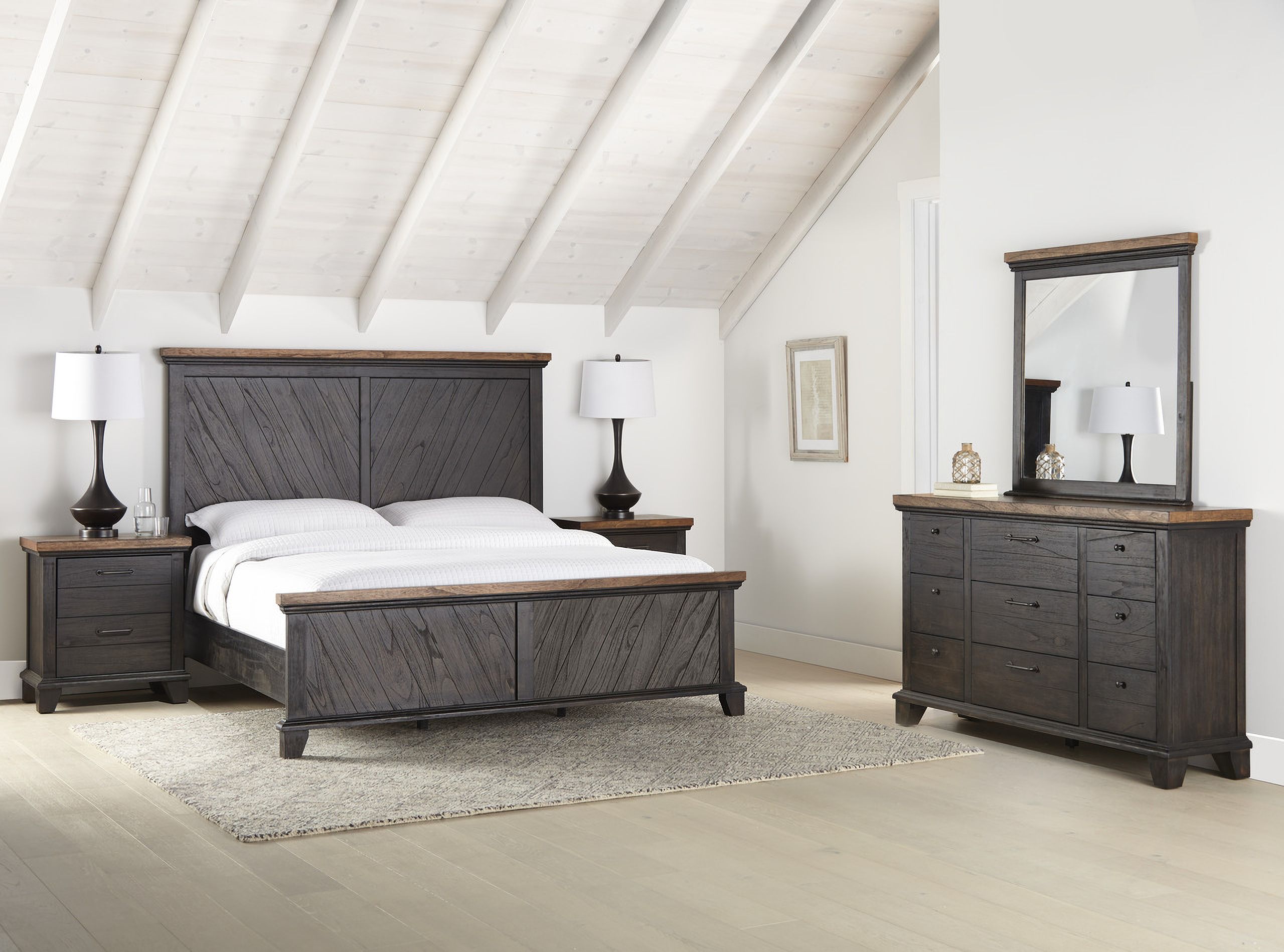 The appearance of Bear Creek Bedroom Set In Brown designed by Steve Silver in the transitional interior design. This brown piece of furniture was selected by 1StopBedrooms from Bear Creek Collection to add a touch of cosiness and style into your home. Sku: BC950QFBB;BC950QHBB;BC950SRB;BC950NSB. Bed Type: Panel Bed. Material: Wood. Bed Size: Queen.