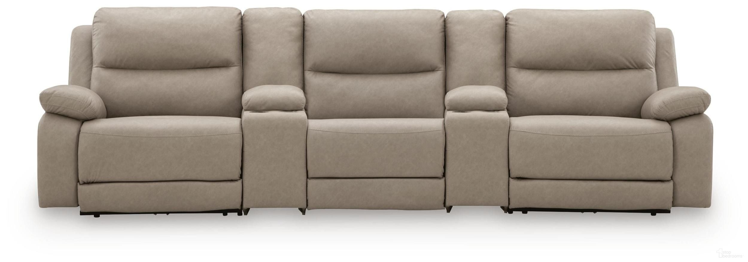 Bearmonte 5-Piece Power Reclining Sectional In Pebble