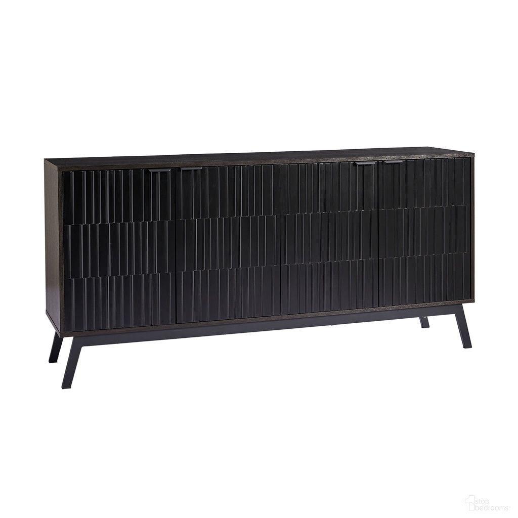 The appearance of Beat 4 Door Sideboard In Black designed by Karat Home in the modern / contemporary interior design. This black piece of furniture was selected by 1StopBedrooms from Beat Collection to add a touch of cosiness and style into your home. Sku: SBRB1023-BLK. Material: Engineered Wood.