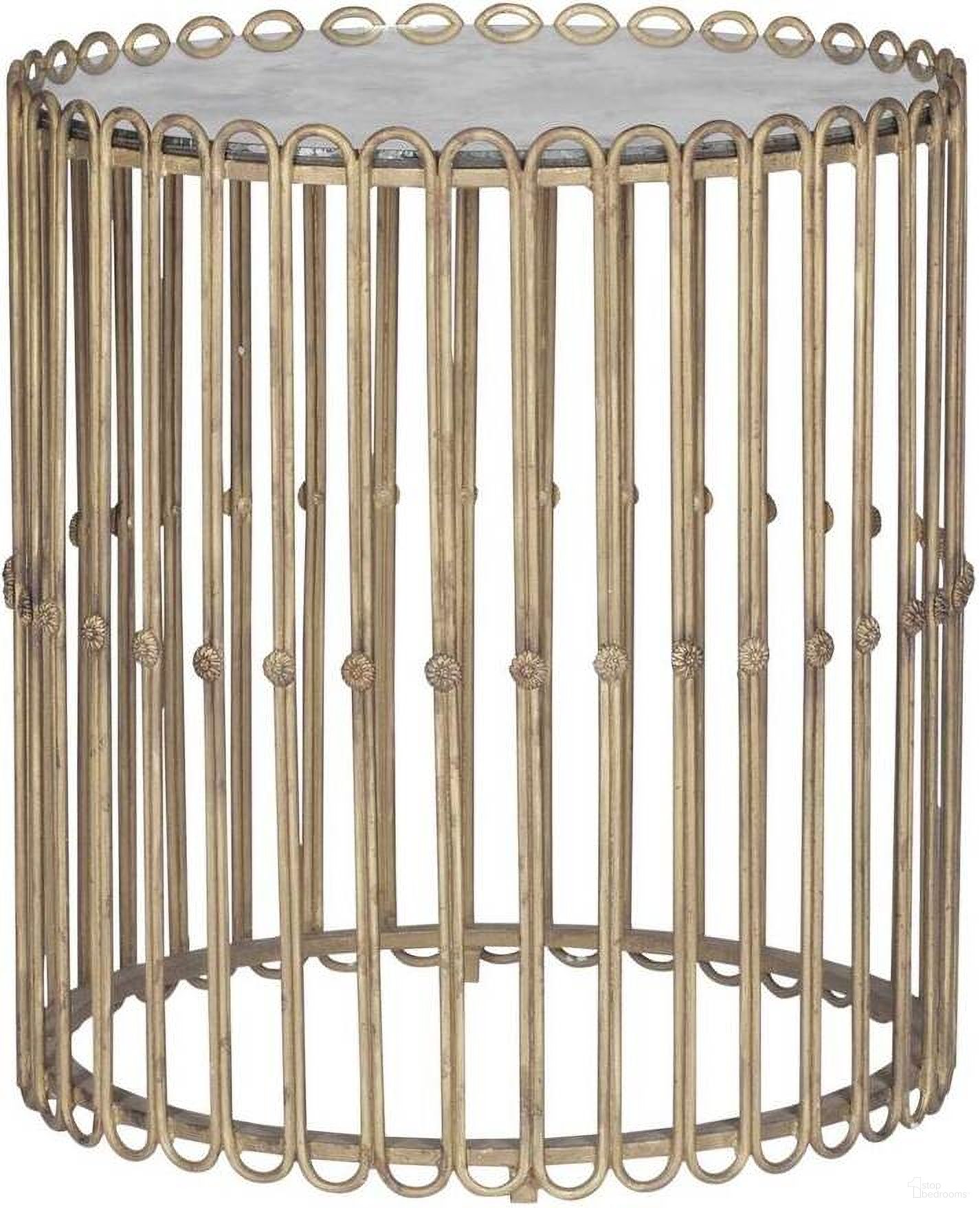 Beatrice Side Table In Gilded Iron and Antique Mirror