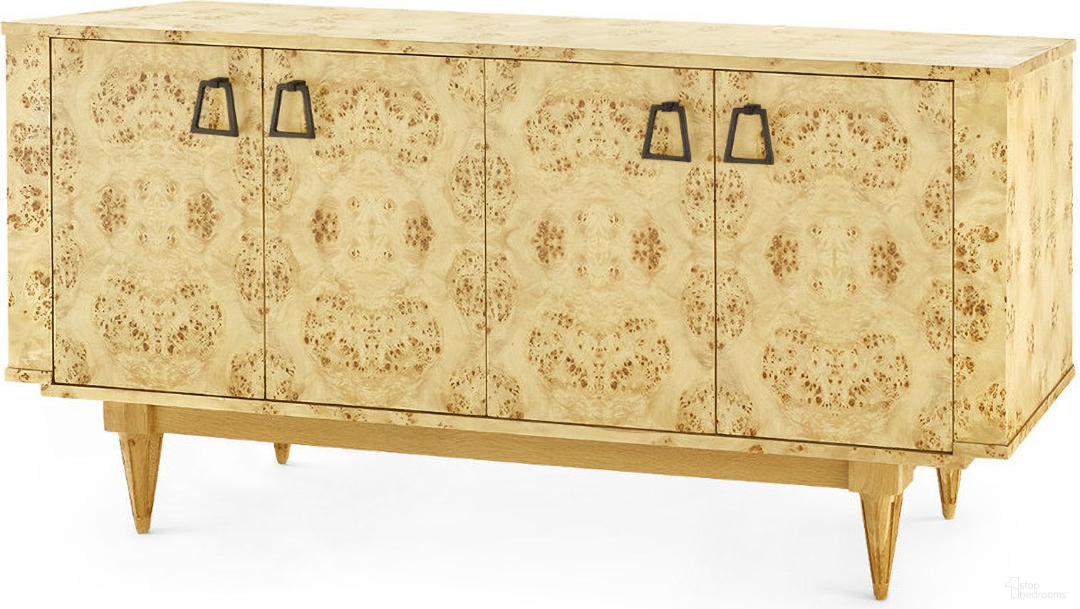 The appearance of Beau 4-Door Cabinet In Burl designed by Villa & House in the transitional interior design. This burl piece of furniture was selected by 1StopBedrooms from Beau Collection to add a touch of cosiness and style into your home. Sku: BEU-450-24. Material: Wood.