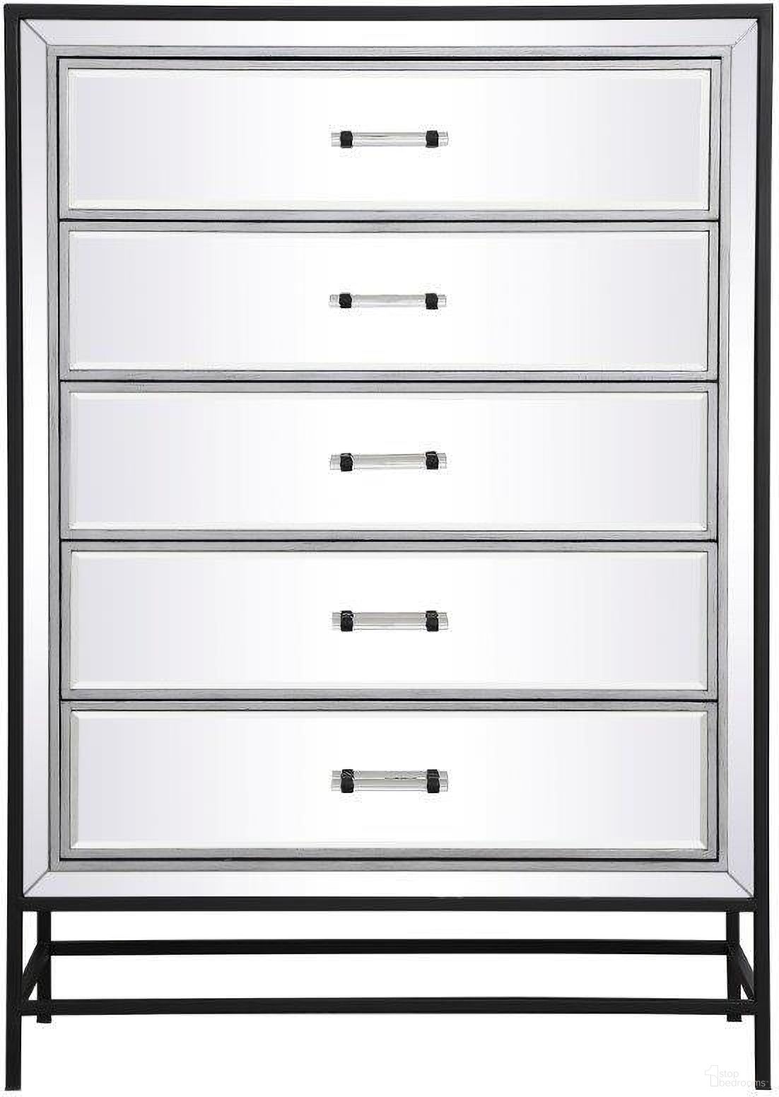 The appearance of Beau 48 Inch Mirrored 6 Drawers Chest In Black designed by Elegant Lighting in the transitional interior design. This black piece of furniture was selected by 1StopBedrooms from Beau Collection to add a touch of cosiness and style into your home. Sku: MF73017BK. Material: Metal.