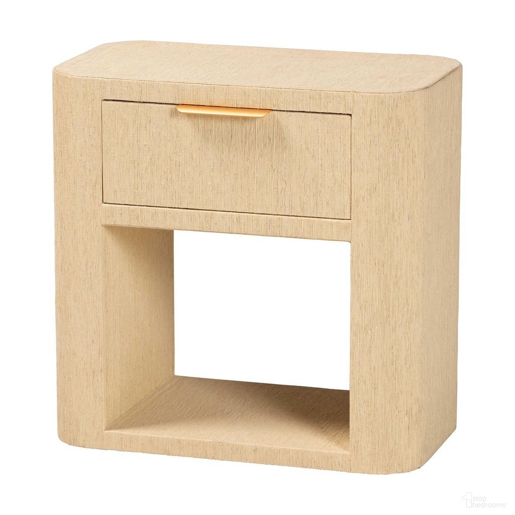 The appearance of Beauford Grasscloth 1-Drawer Nightstand In Light Brown and Gold designed by Baxton Studio in the bohemian interior design. This light brown and gold piece of furniture was selected by 1StopBedrooms from Beauford Collection to add a touch of cosiness and style into your home. Sku: Beauford-Light Brown-Rounded Edge-NS. Material: MDF.