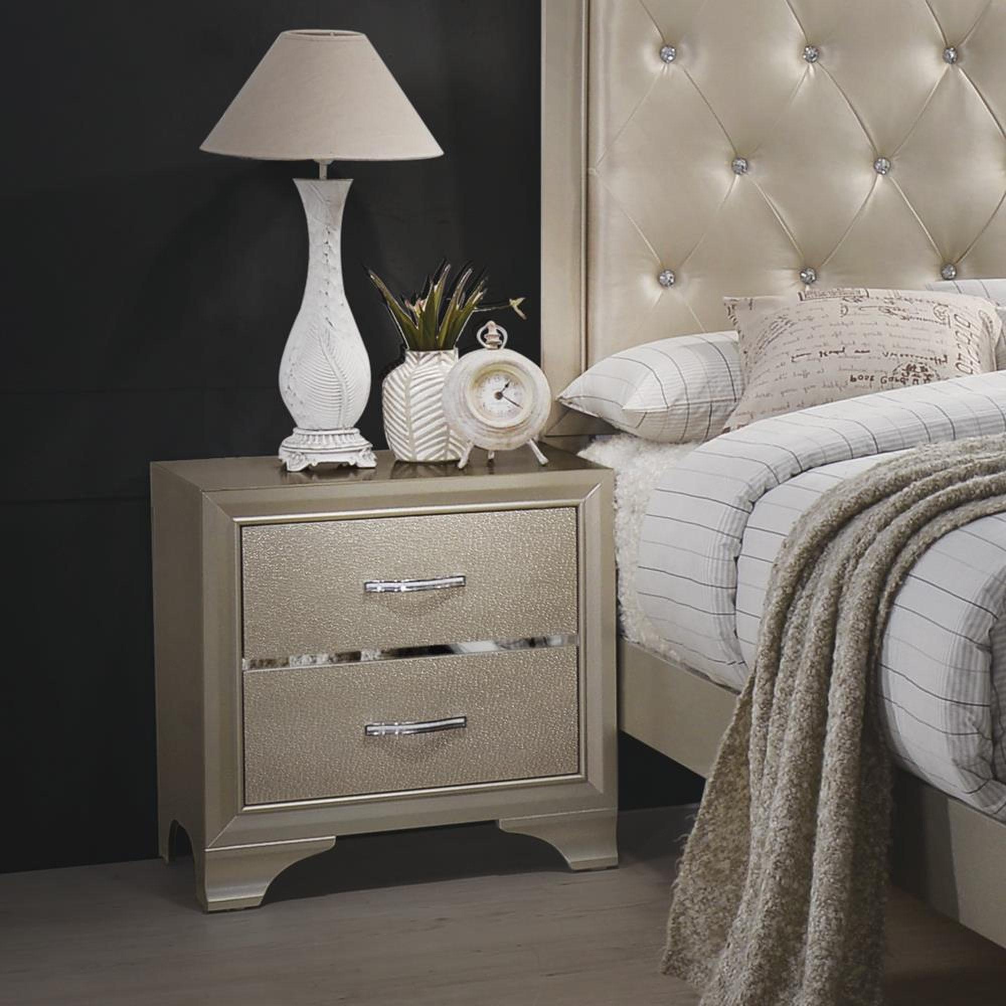 Glory Furniture Lorana G6590-N Nightstand , Silver Champagne