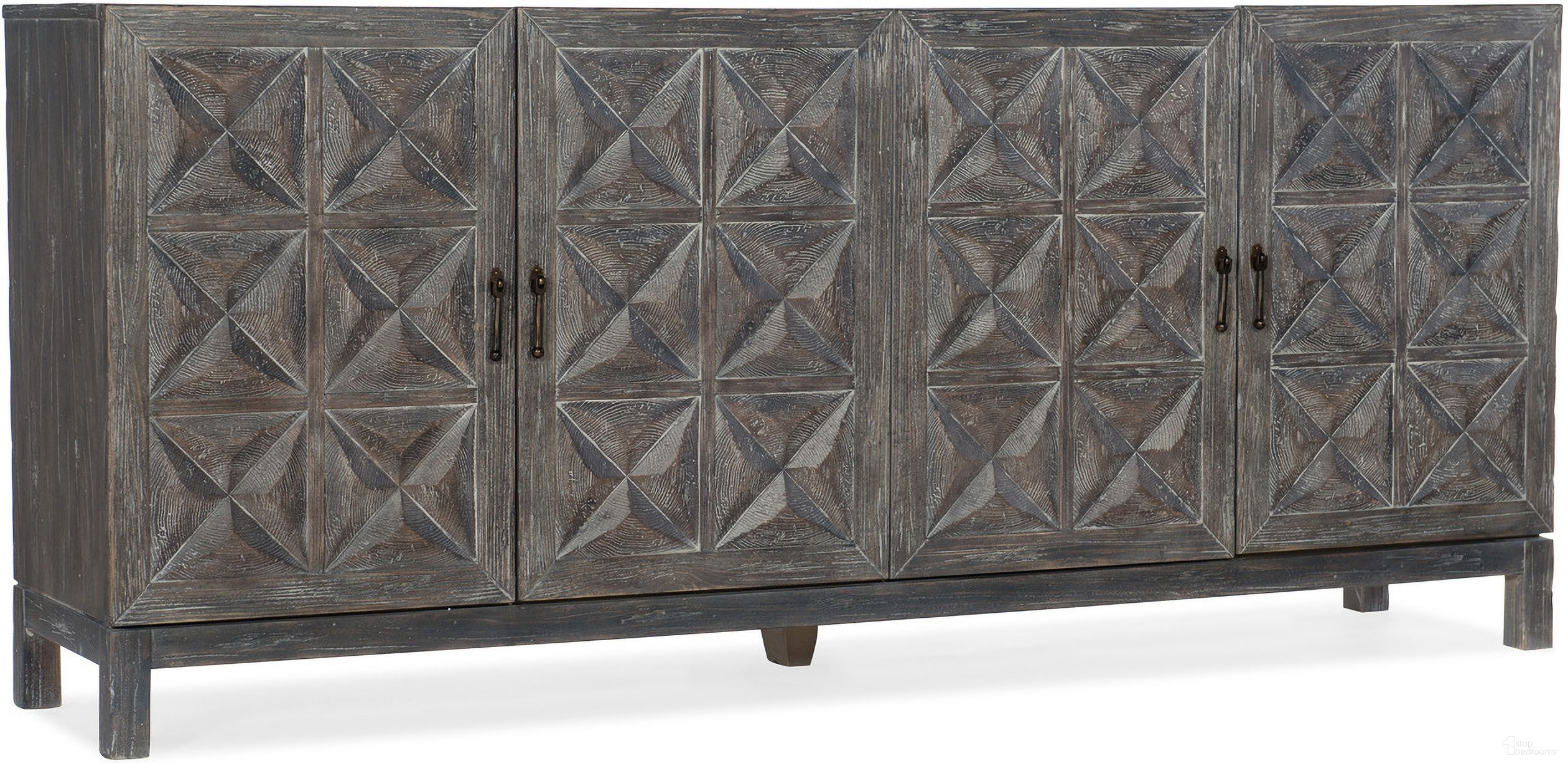 The appearance of Beaumont Gray Entertainment Console designed by Hooker in the traditional interior design. This gray piece of furniture was selected by 1StopBedrooms from Beaumont Collection to add a touch of cosiness and style into your home. Sku: 5751-55483-89. Material: Oak.