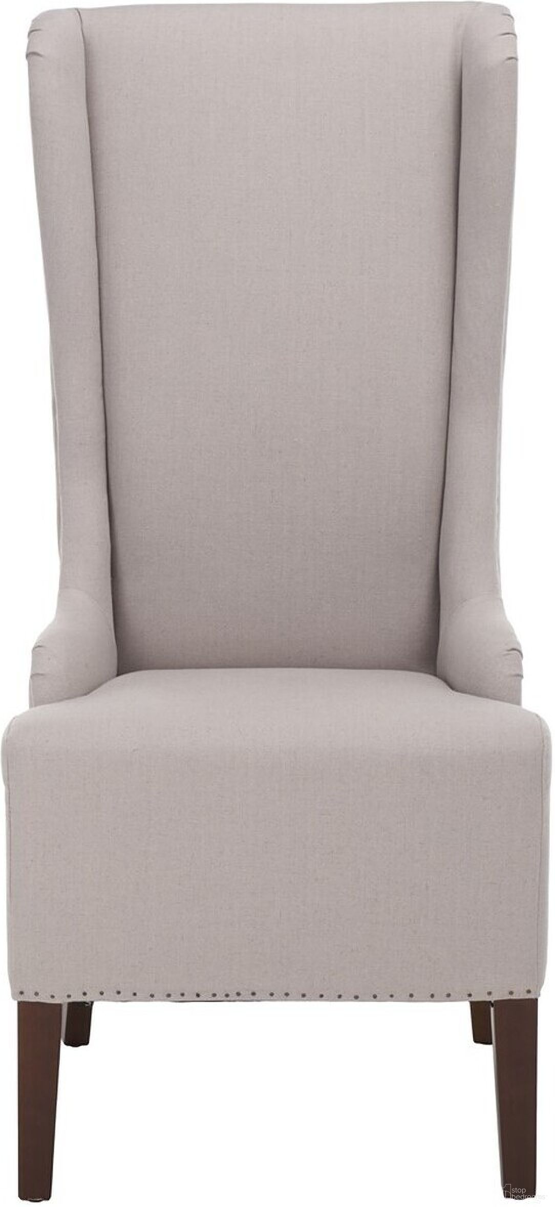 The appearance of Becall Taupe and Cherry Mahogany Linen 20 Inch Dining Chair with Flat Nailhead Detail designed by Safavieh in the modern / contemporary interior design. This taupe piece of furniture was selected by 1StopBedrooms from Becall Collection to add a touch of cosiness and style into your home. Sku: MCR4501E. Material: Stainless Steel. Chair Type: Side Chair.