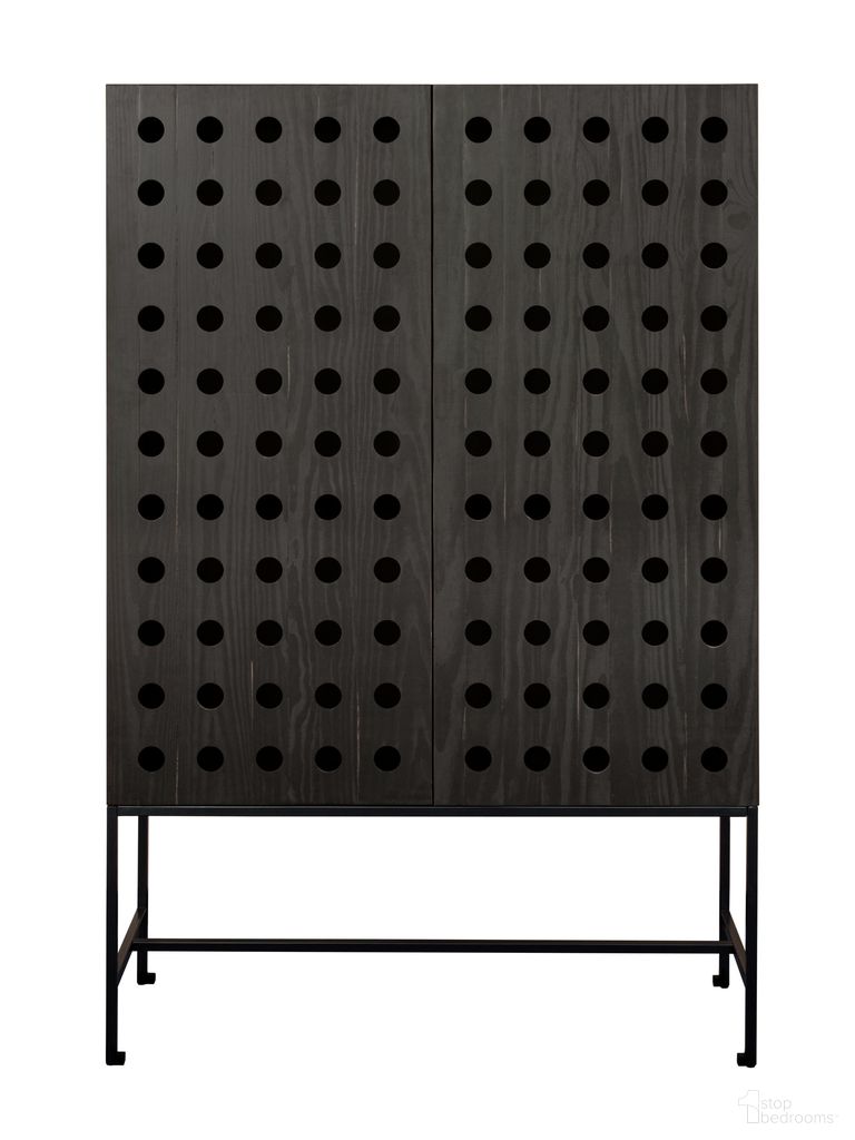 Becca 2-Door Tall Cabinet In Antique Black Finish on Solid Pine Wood