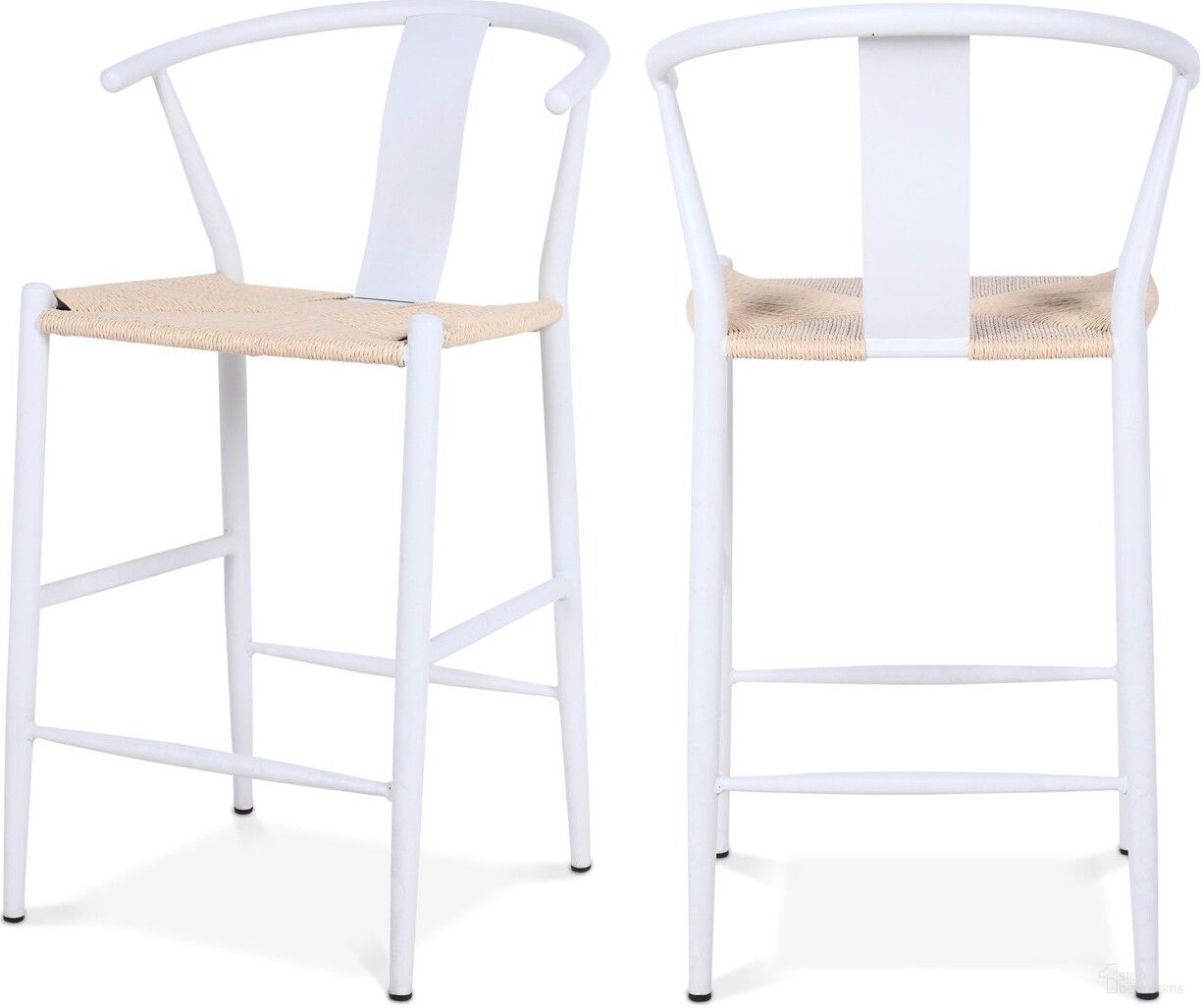 Beck Beige Hand Woven Rope Stool Set of 2 In White