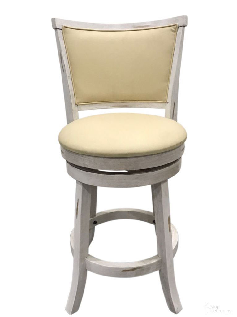 Beckett Upholstered Swivel Seat Barstool - Set of 2 In Sand and Cream Upholstery