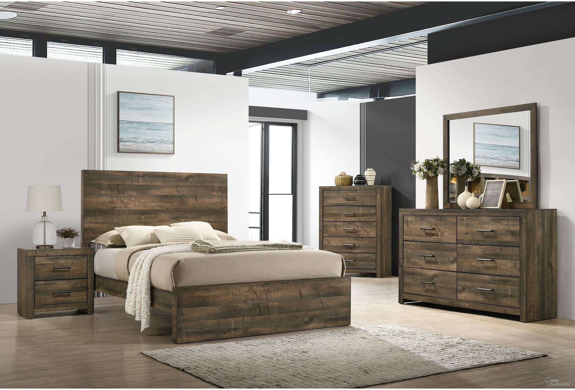 The appearance of Beckett Walnut Panel Bedroom Set designed by Picket House in the rustic / southwestern interior design. This brown piece of furniture was selected by 1StopBedrooms from Beckett Collection to add a touch of cosiness and style into your home. Sku: BY500QHF;BY520QKR;BY500NS. Bed Type: Panel Bed. Bed Size: Queen. Material: Rubberwood.