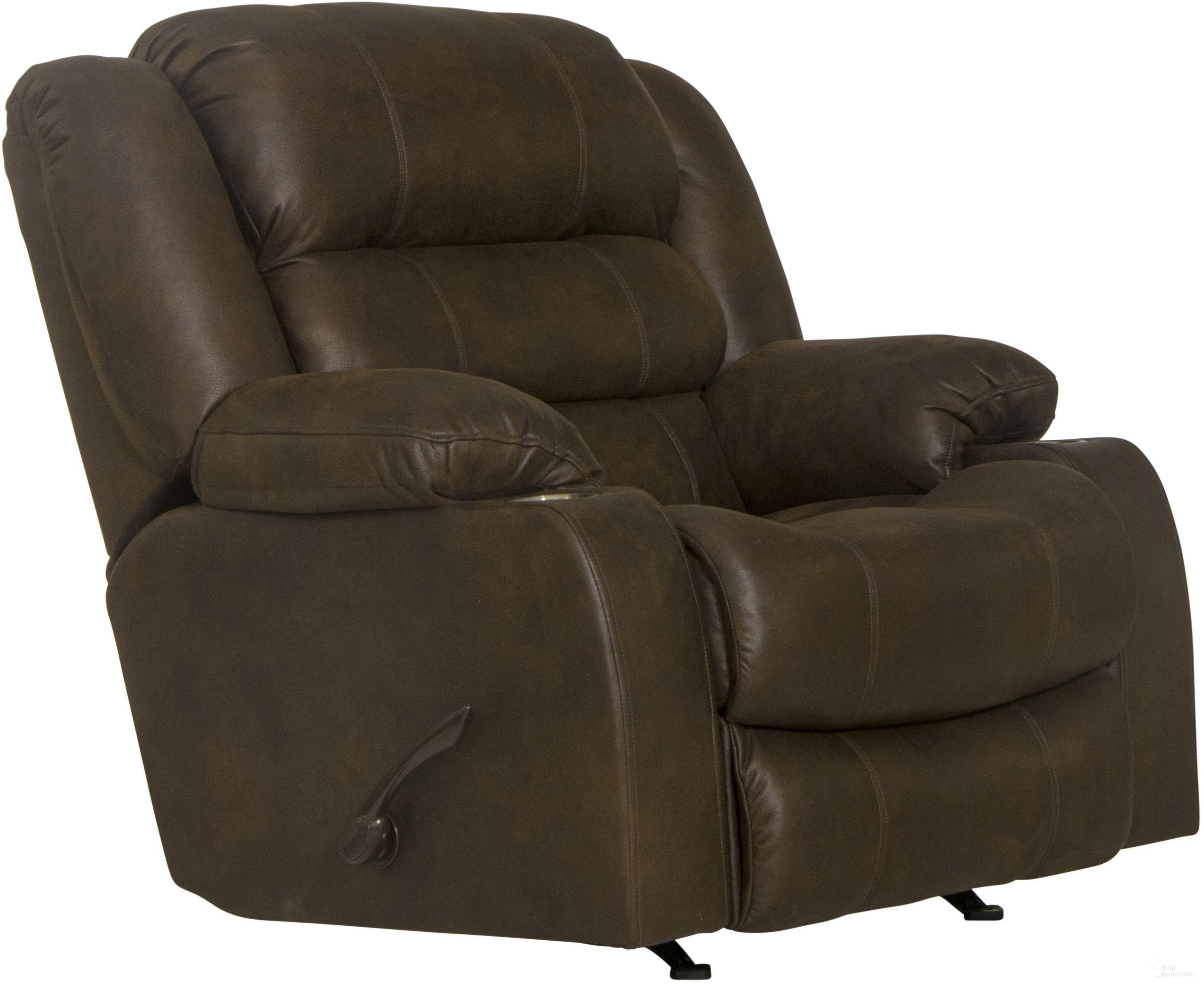 Beckley Rocker Recliner With Dual Cupholders In Walnut