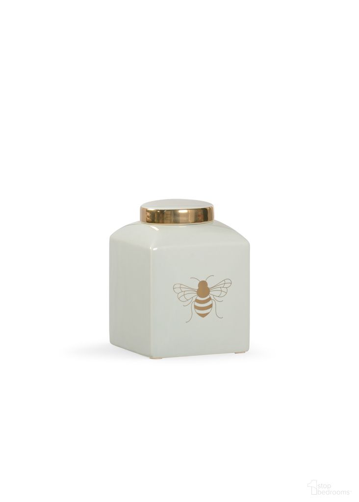 The appearance of Bee Kind Ginger Jar - Frostworks In Gold and Green designed by Chelsea House in the modern / contemporary interior design. This gold and green piece of furniture  was selected by 1StopBedrooms from Shayla Copas Collection to add a touch of cosiness and style into your home. Sku: 384916. Material: Ceramic.
