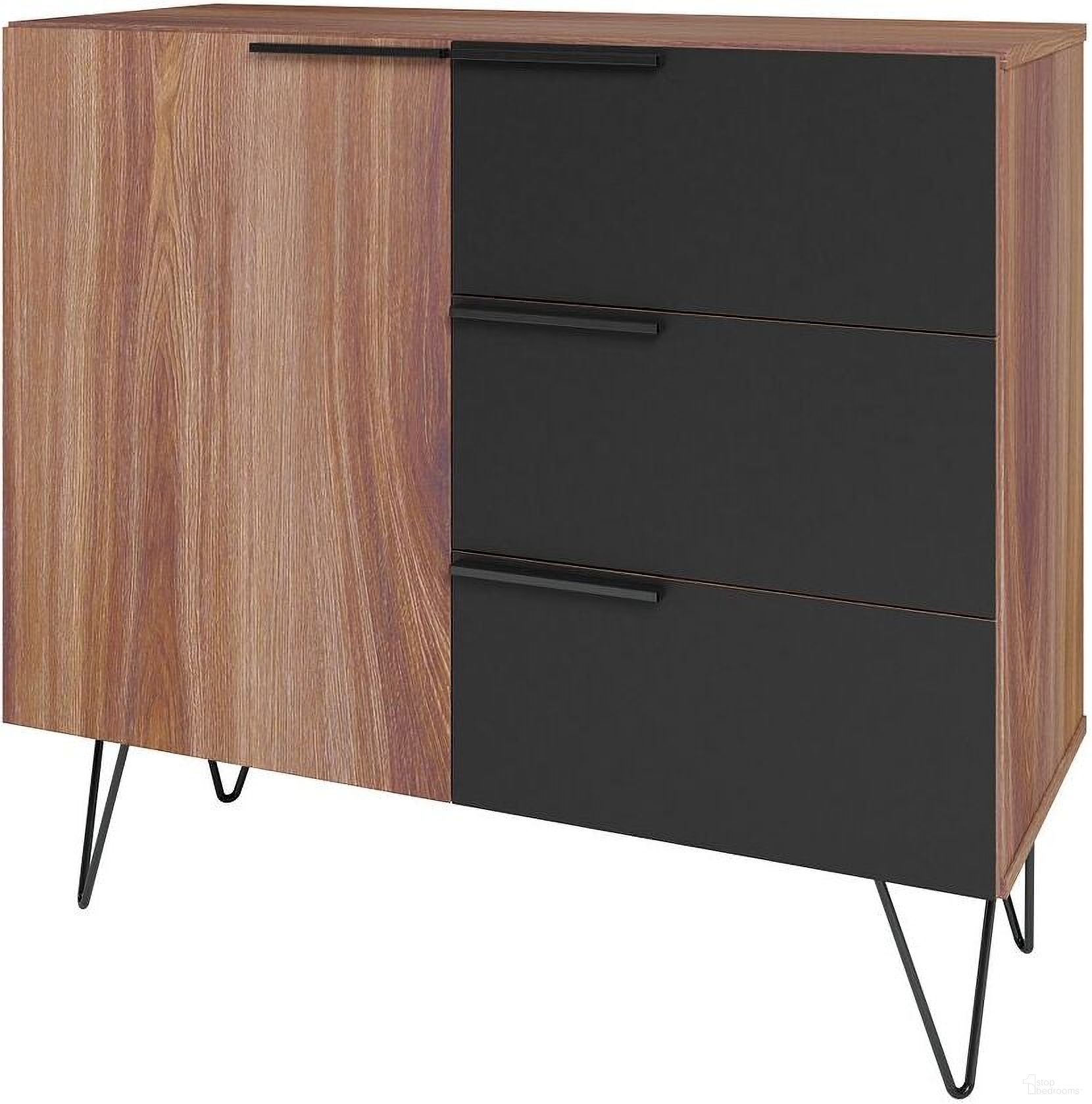 The appearance of Beekman 35.43 Dresser With 2 Shelves In Brown And Black designed by Manhattan Comfort in the transitional interior design. This black and brown piece of furniture was selected by 1StopBedrooms from Beekman Collection to add a touch of cosiness and style into your home. Sku: 405AMC240. Material: MDF.