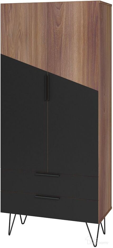 The appearance of Beekman 67.32 Tall Cabinet With 6 Shelves In Brown And Black designed by Manhattan Comfort in the transitional interior design. This black and brown piece of furniture  was selected by 1StopBedrooms from Beekman Collection to add a touch of cosiness and style into your home. Sku: 401AMC240. Material: MDF.