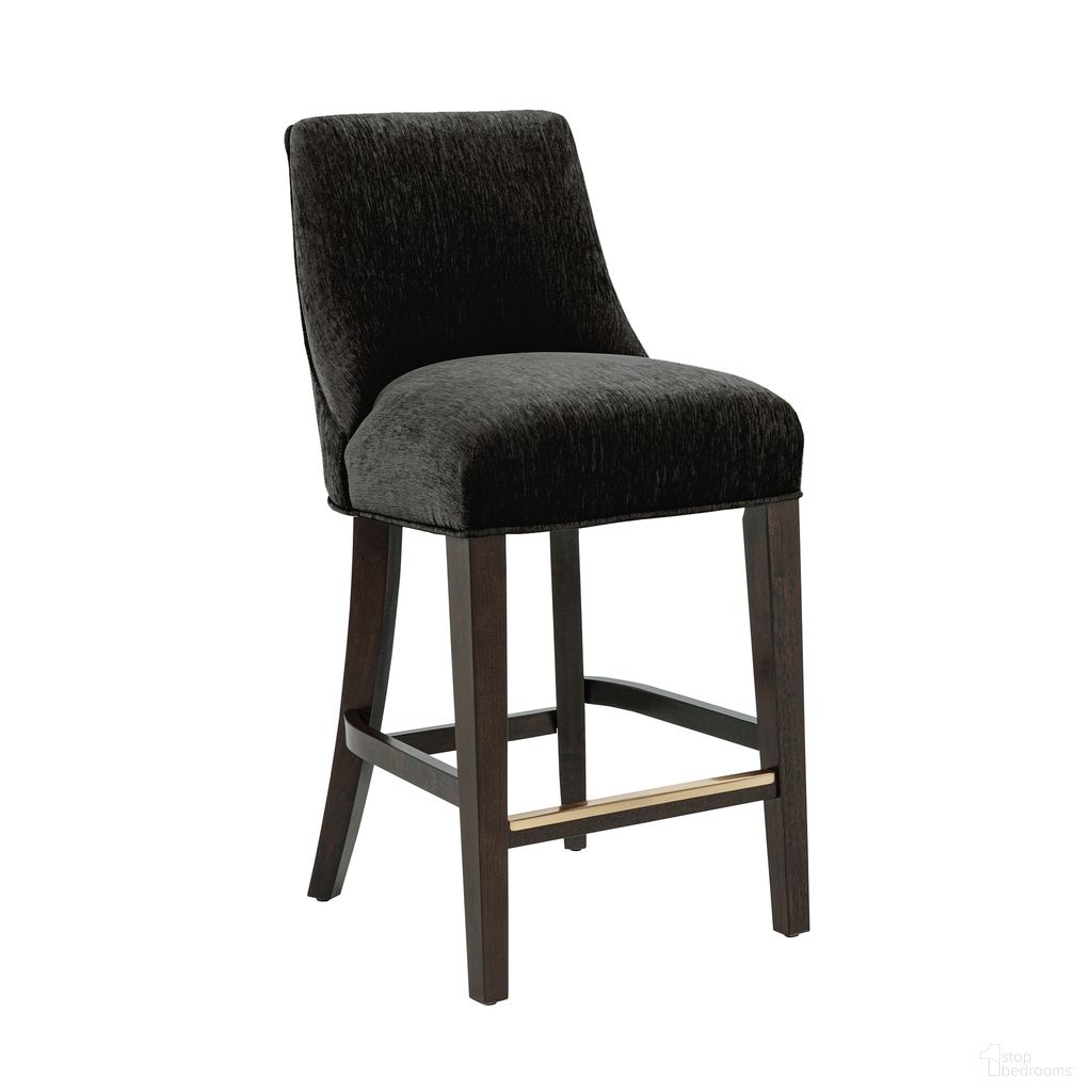 Beever Chenille Wood Counter Stool In Black