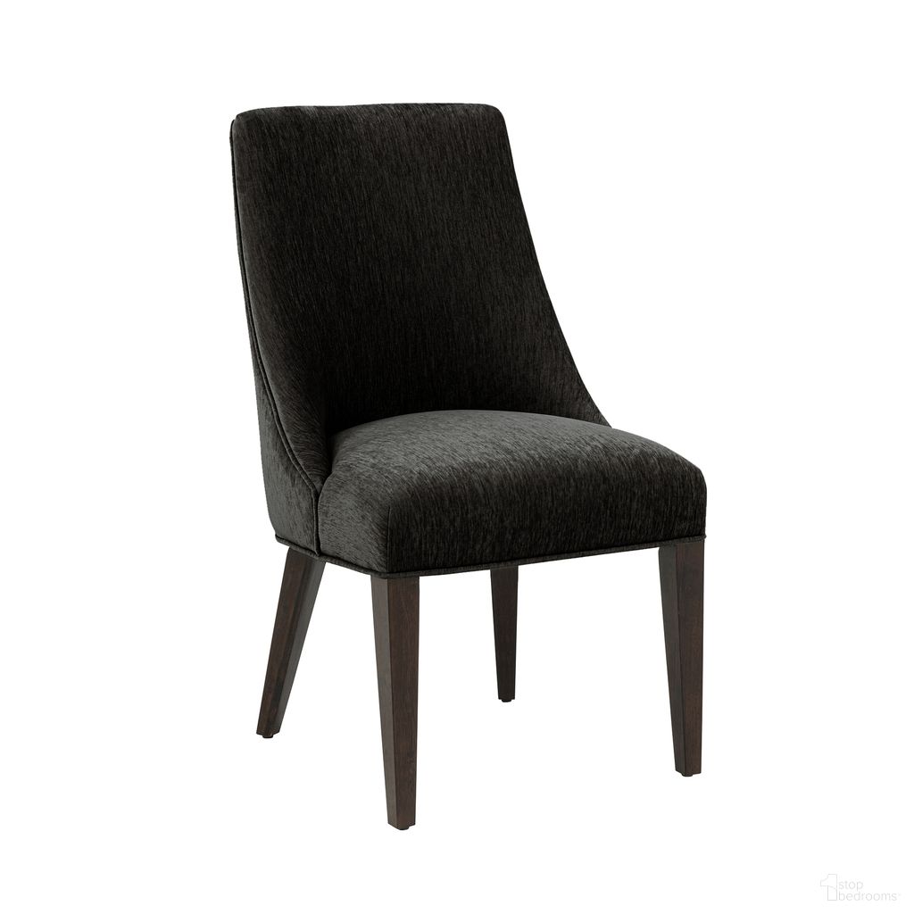 Beever Chenille Wood Dining Chair Set of 2 In Black