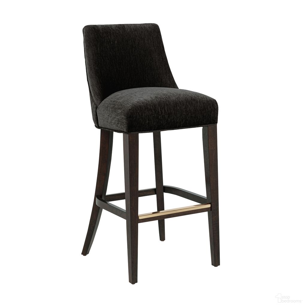 Beever Chenille Wood Upholstered Barstool In Black