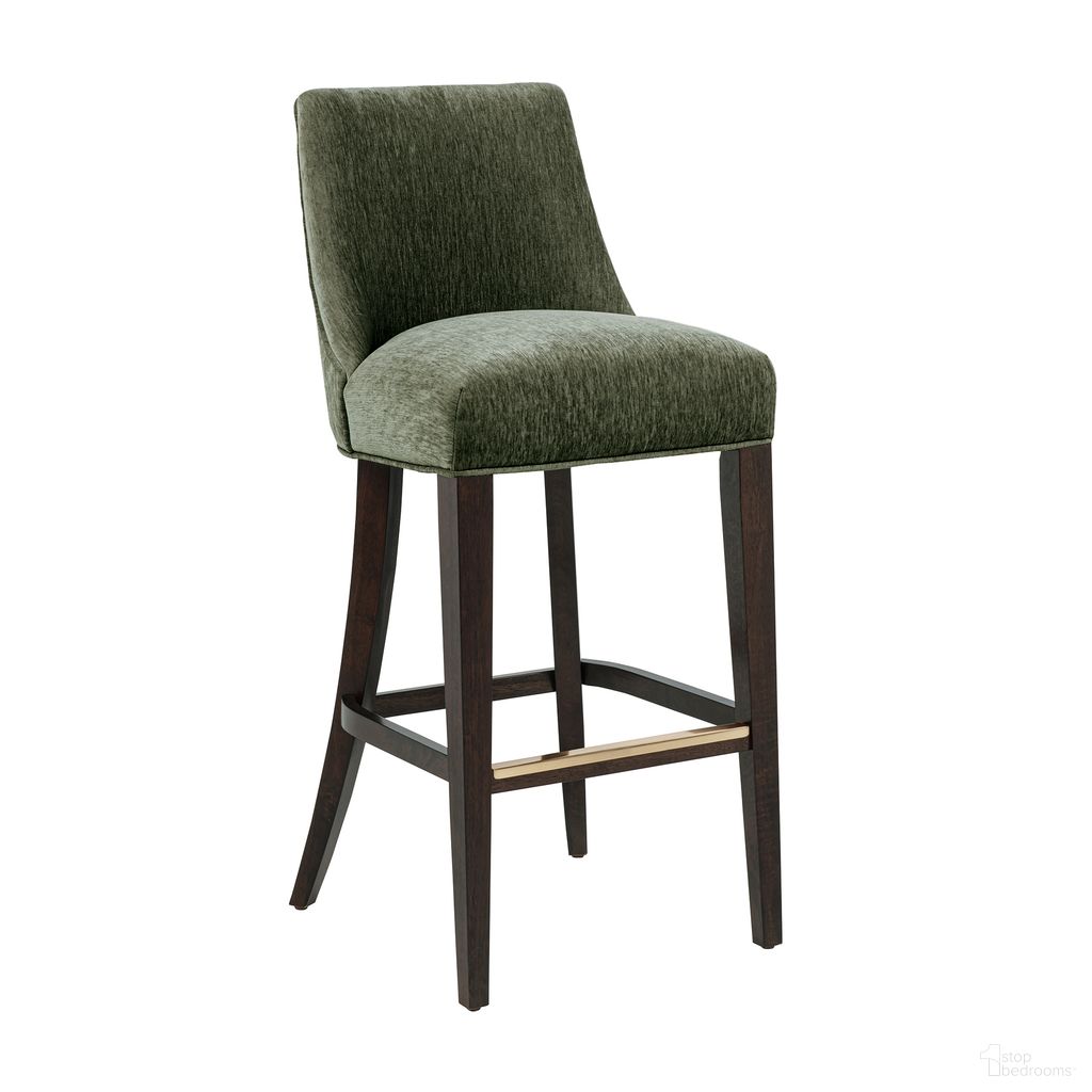 Beever Chenille Wood Upholstered Barstool In Forest Green