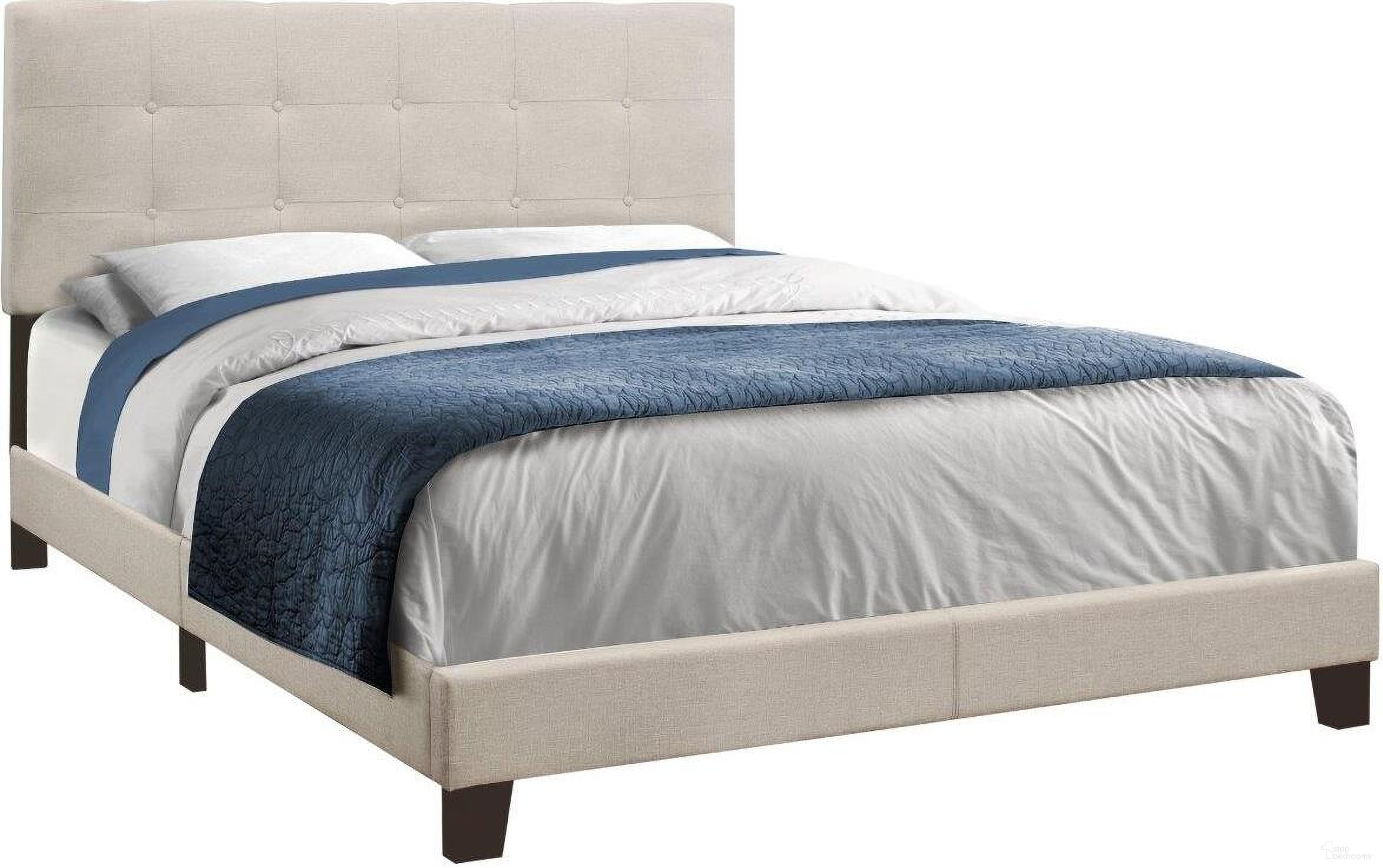 Beige Linen Queen Size Bed