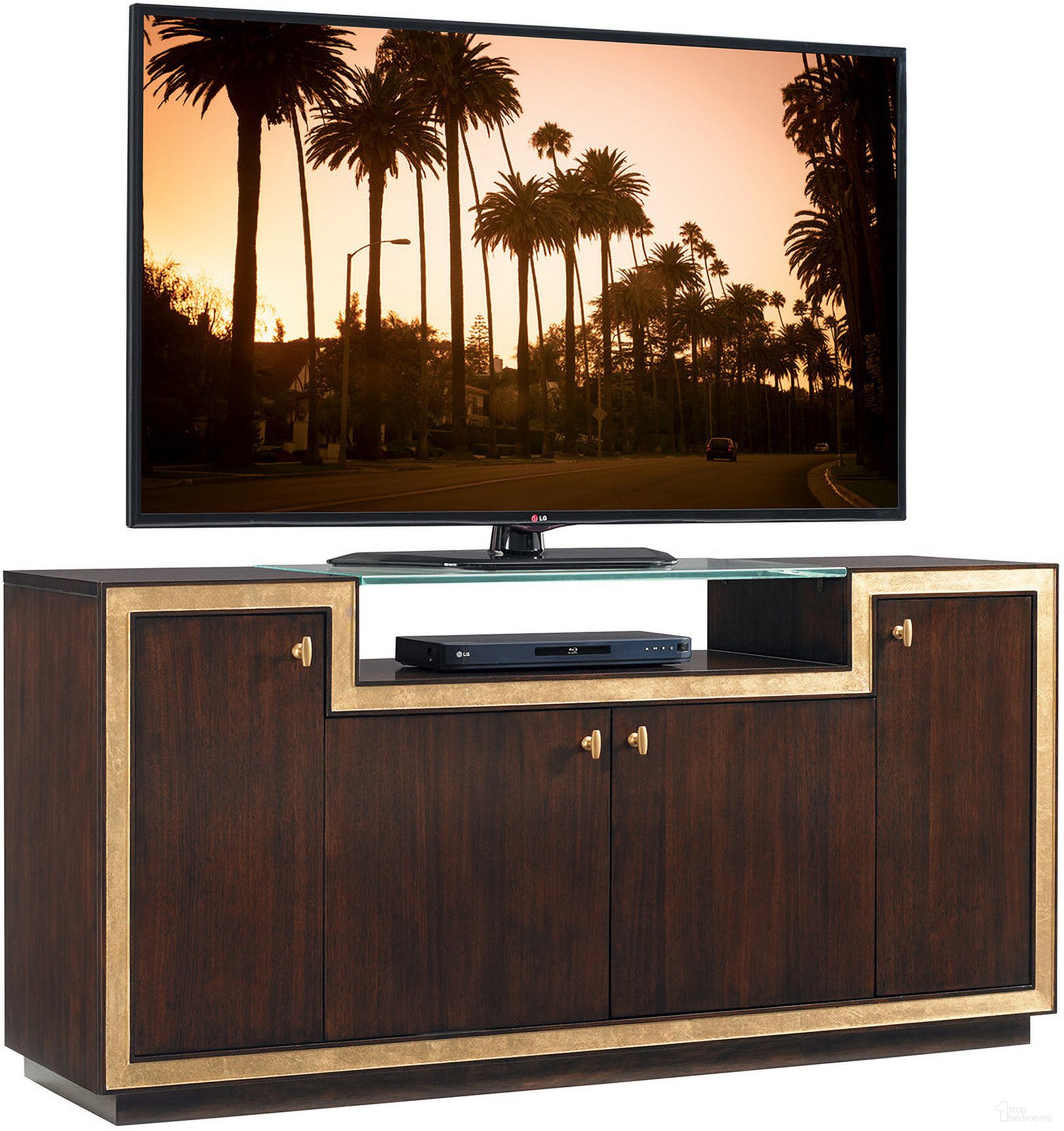 The appearance of Bel Aire Palisades Media Console In Hollywood designed by Sligh in the transitional interior design. This hollywood piece of furniture was selected by 1StopBedrooms from Bel Aire Collection to add a touch of cosiness and style into your home. Sku: 307HW-661. Material: Wood.