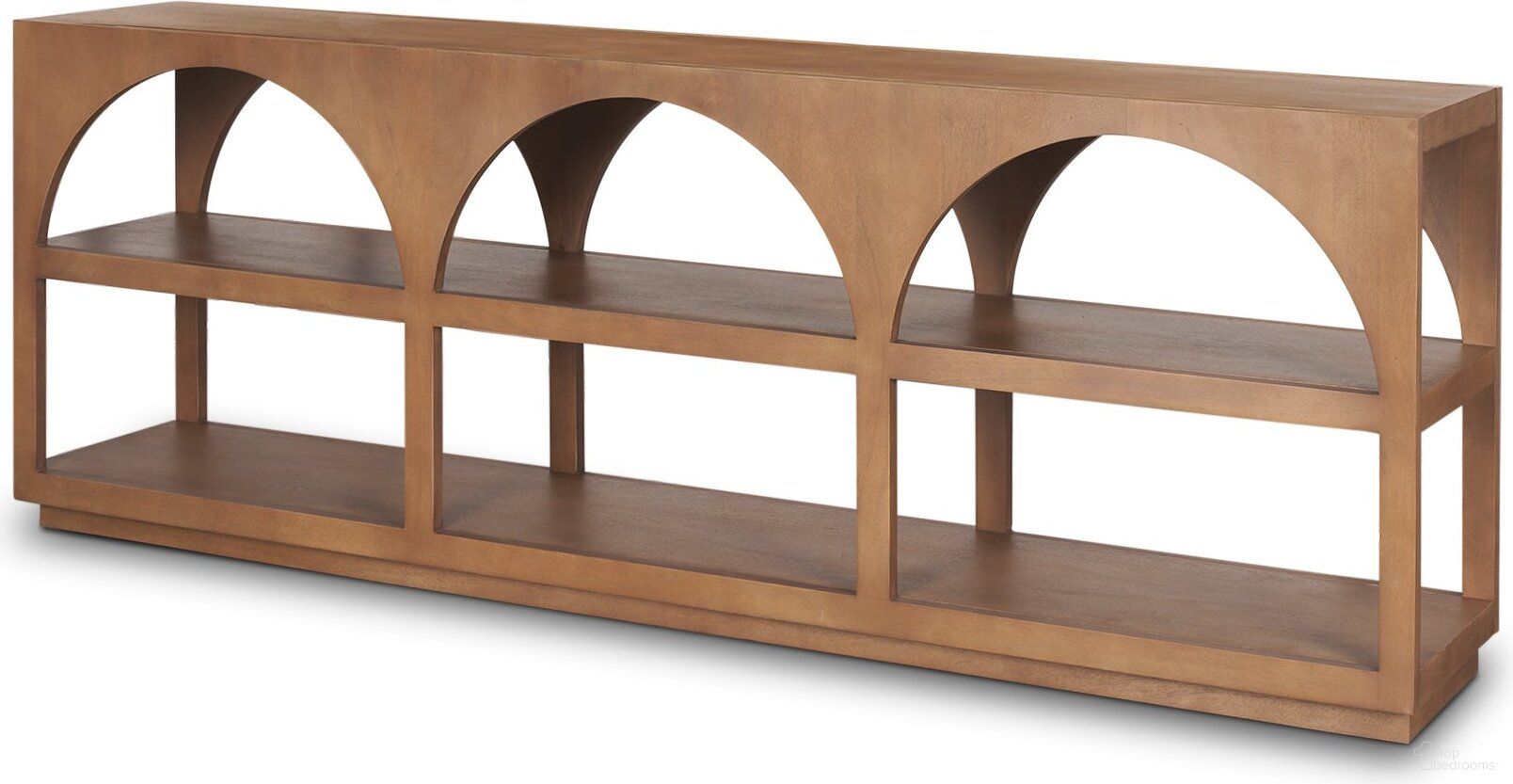 The appearance of Bela Wood Arched Large Console Table In Medium Brown designed by Mercana in the modern / contemporary interior design. This medium brown piece of furniture  was selected by 1StopBedrooms from Bela Collection to add a touch of cosiness and style into your home. Sku: 70580. Material: Wood.