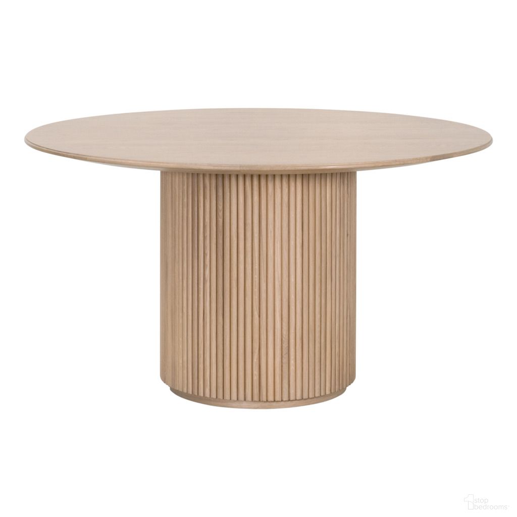 The appearance of Bronze Bay Belfast 54 Inch Round Dining Table In Natural Oak designed by Essentials For Living in the transitional interior design. This natural oak piece of furniture was selected by 1StopBedrooms from Bronze Bay Collection to add a touch of cosiness and style into your home. Sku: 5275.NAT-OAK. Table Base Style: Pedestal. Table Top Shape: Round. Size: 54". Material: Oak Wood.
