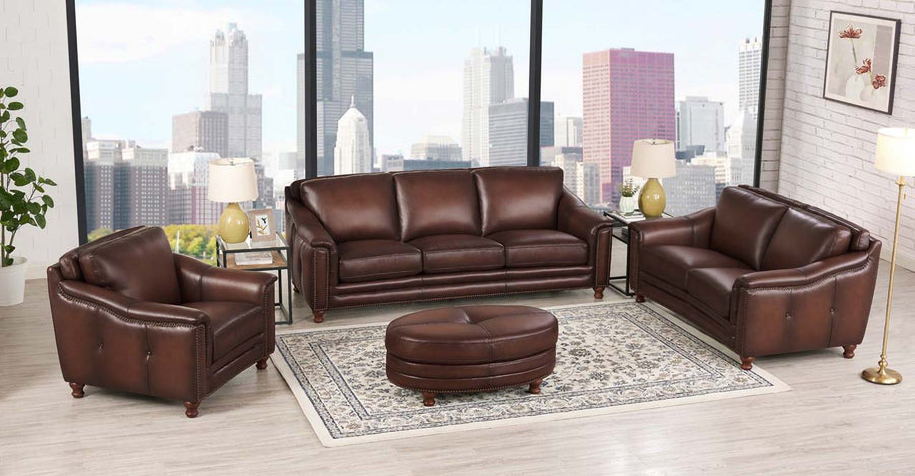 The appearance of Belfast Leather Living Room Set In Caramel designed by Hydeline in the traditional interior design. This caramel piece of furniture was selected by 1StopBedrooms from Belfast Collection to add a touch of cosiness and style into your home. Sku: 66991-30V01-LS1868;66991-20V01-LS1868. Material: Leather.