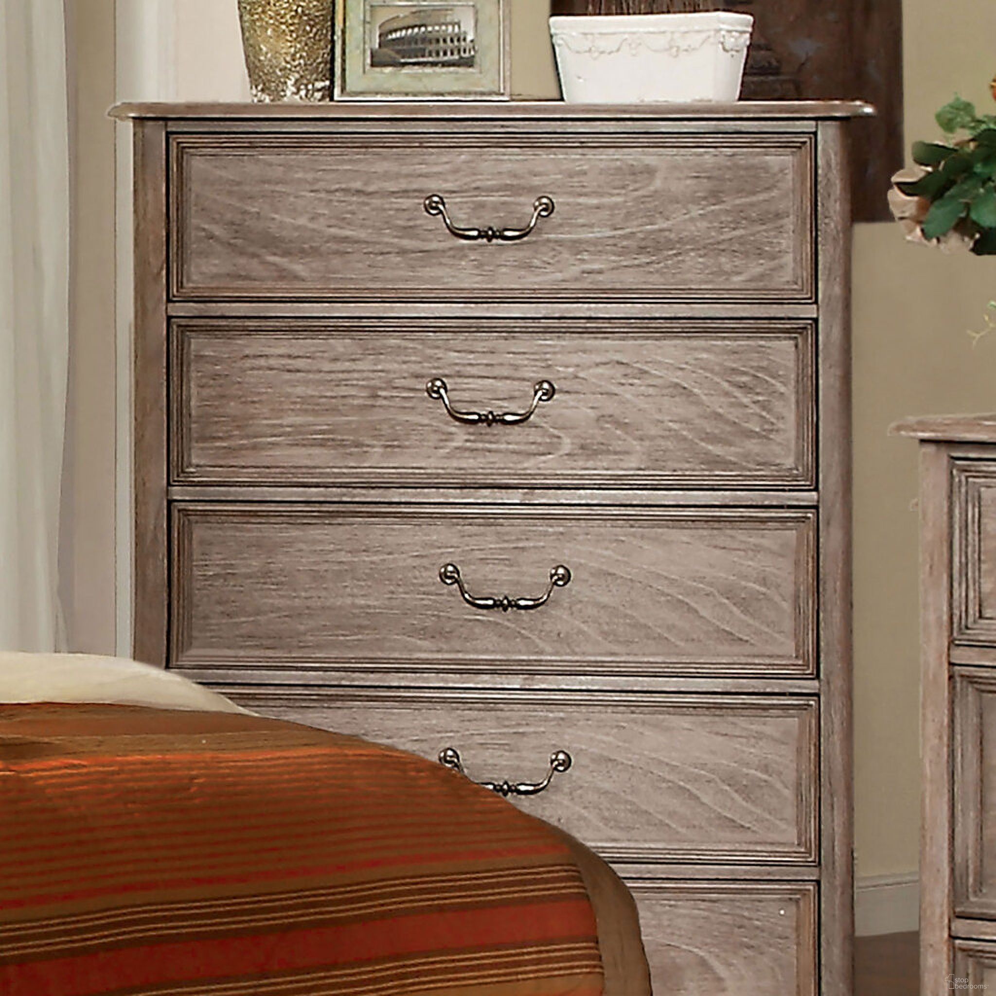 The appearance of Belgrade Chest In Rustic Natural designed by Furniture of America in the rustic / southwestern interior design. This natural piece of furniture  was selected by 1StopBedrooms from Belgrade Collection to add a touch of cosiness and style into your home. Sku: CM7611C. Material: Wood.