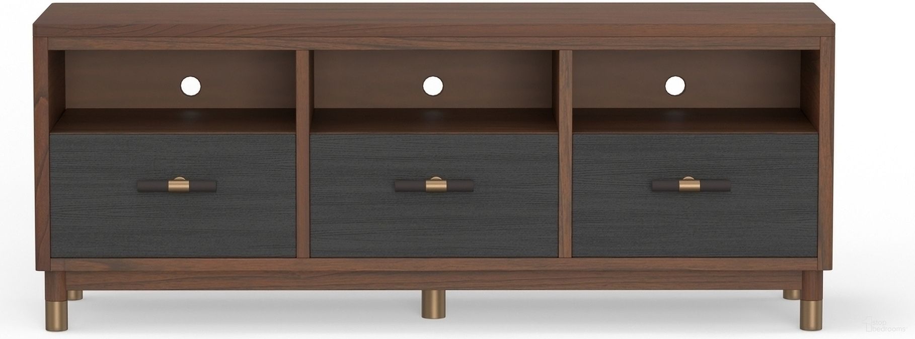 The appearance of Belham 3 Drawer TV Console In Black and Dark Walnut designed by Alpine in the modern / contemporary interior design. This black and dark walnut piece of furniture was selected by 1StopBedrooms from Belham Collection to add a touch of cosiness and style into your home. Sku: 1971-10. Material: Mahogany.