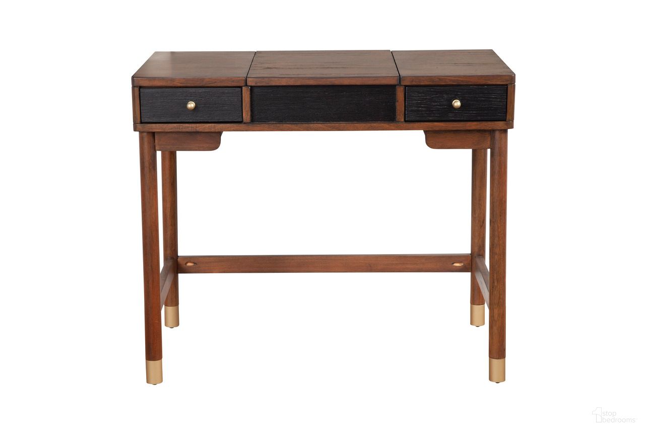 The appearance of Belham Bedroom Vanity In Black and Dark Walnut designed by Alpine in the modern / contemporary interior design. This black and dark walnut piece of furniture was selected by 1StopBedrooms from Belham Collection to add a touch of cosiness and style into your home. Sku: 1971-19. Material: Mahogany.