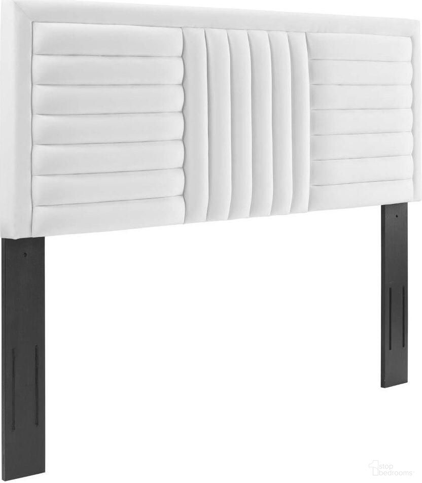 The appearance of Believe White Channel Tufted Performance Velvet Full/Queen Headboard designed by Modway in the modern / contemporary interior design. This white piece of furniture  was selected by 1StopBedrooms from Believe Collection to add a touch of cosiness and style into your home. Sku: MOD-6665-WHI. Bed Size: Queen. Material: Plywood.