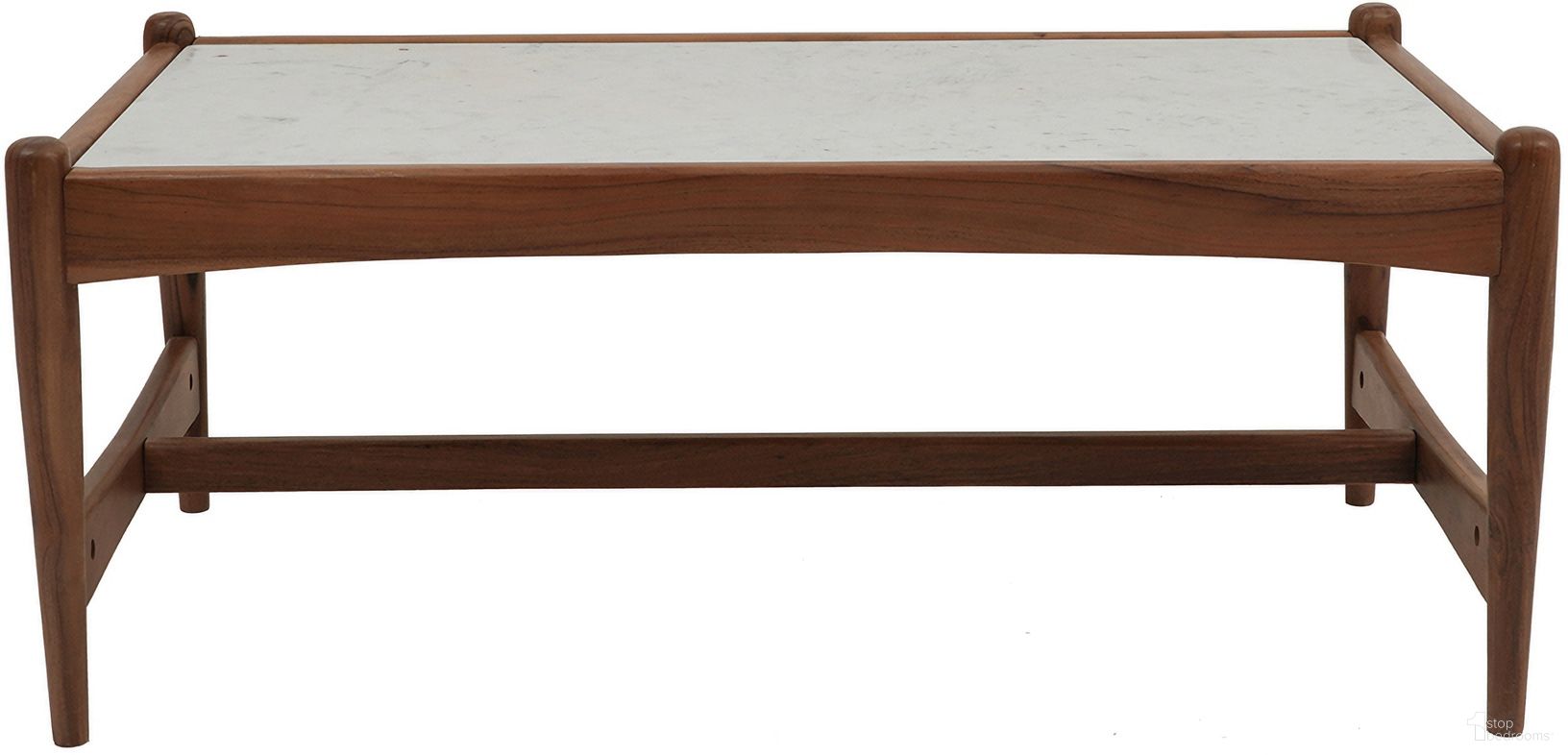 Belinda Genuine Marble Coffee Table In Walnut/Grey