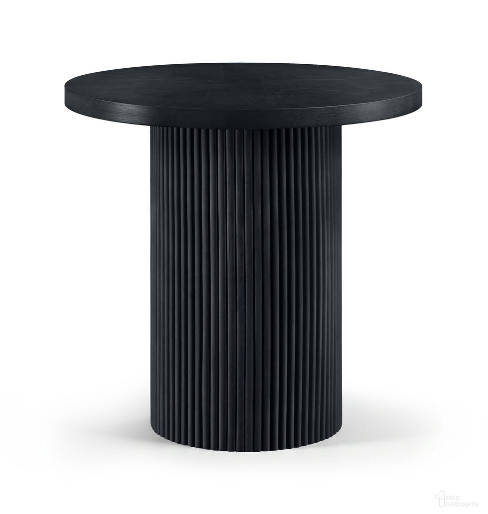 The appearance of Belinda Oak Veneer and Solid Wood Counter Height Table In Black designed by Meridian in the modern / contemporary interior design. This black piece of furniture  was selected by 1StopBedrooms from Belinda Collection to add a touch of cosiness and style into your home. Sku: 749Black-T Box 1/2 (Top);749Black-T Box 2/2 (Base). Table Base Style: Pedestal. Table Top Shape: Round. Size: 36". Material: Oak Veneer.