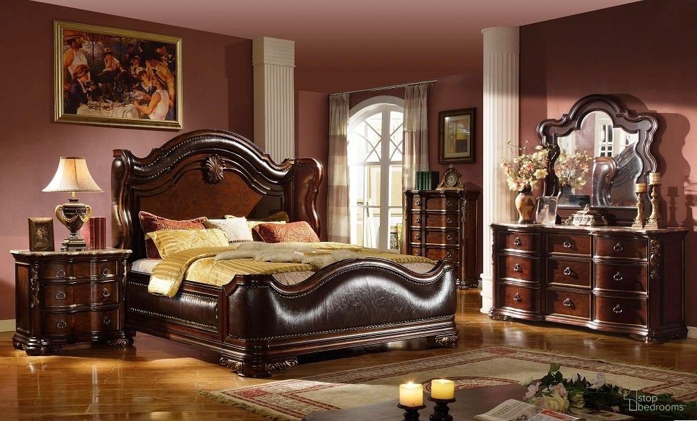 Bella 5 Pc King Bed In Dark Walnut