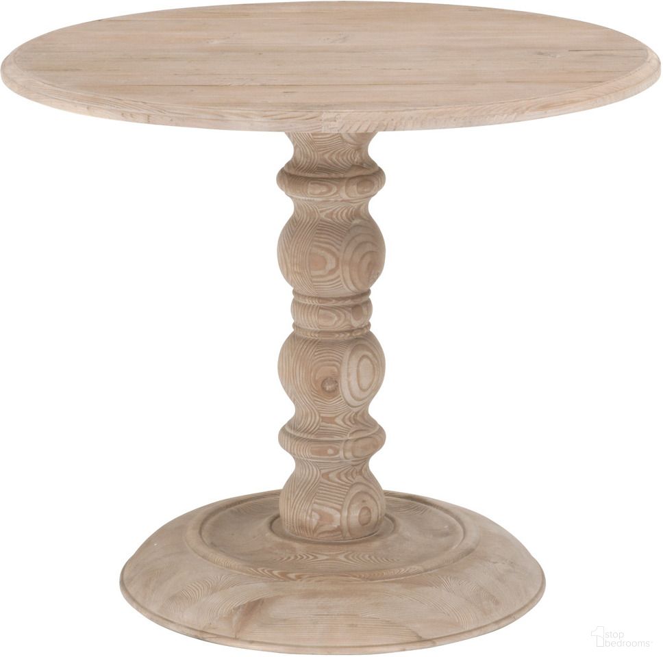 The appearance of Bella Antique Chelsea 36 Inch Round Dining Table In Smoke Gray Pine designed by Essentials For Living in the transitional interior design. This smoke gray pine piece of furniture  was selected by 1StopBedrooms from Bella Antique Collection to add a touch of cosiness and style into your home. Sku: 8043.SGRY-PNE. Table Base Style: Pedestal. Table Top Shape: Round. Size: 36". Material: Reclaimed Pine Wood.