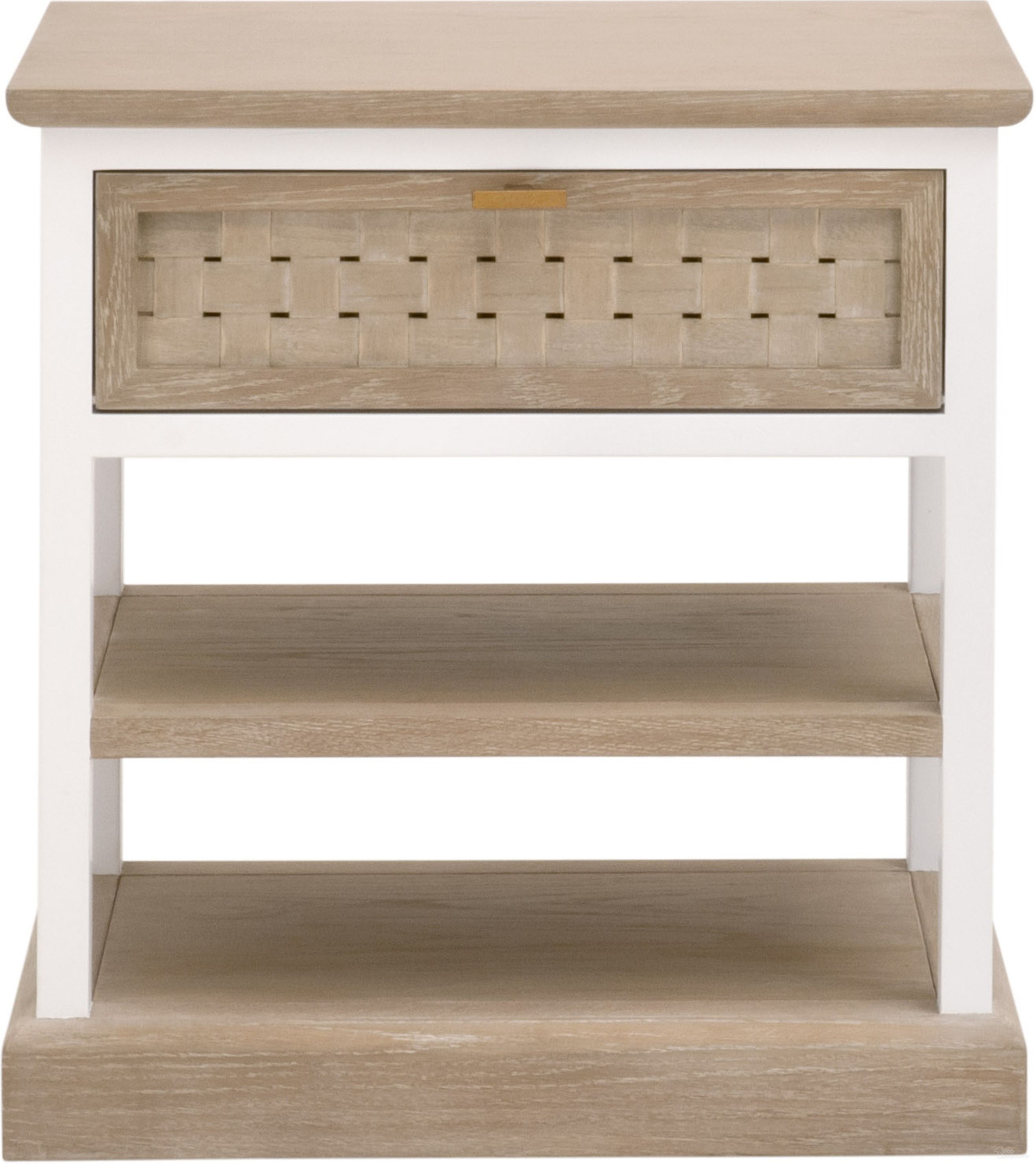 The appearance of Bella Antique Weave 1 Drawer Side Table In Smoke Gray Oak designed by Essentials For Living in the transitional interior design. This smoke gray oak piece of furniture  was selected by 1StopBedrooms from Bella Antique Collection to add a touch of cosiness and style into your home. Sku: 8081-1.SGRY-OAK/WPO. Material: Oak Wood.