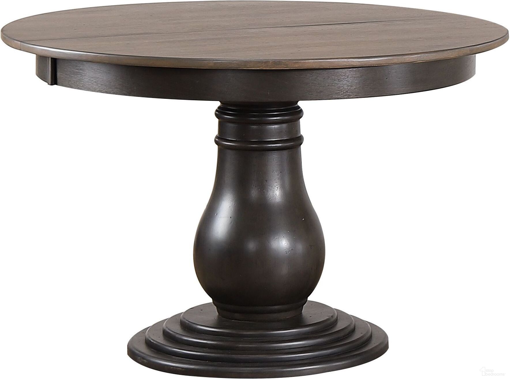 The appearance of Bella Dining Table In Grey Stone and Black Stone designed by Iconic Furniture in the transitional interior design. This grey stone and black stone piece of furniture was selected by 1StopBedrooms from Bella Collection to add a touch of cosiness and style into your home. Sku: RD45BELGRSBKS. Table Base Style: Pedestal. Table Top Shape: Round. Material: Rubberwood. Size: 63" x 45".