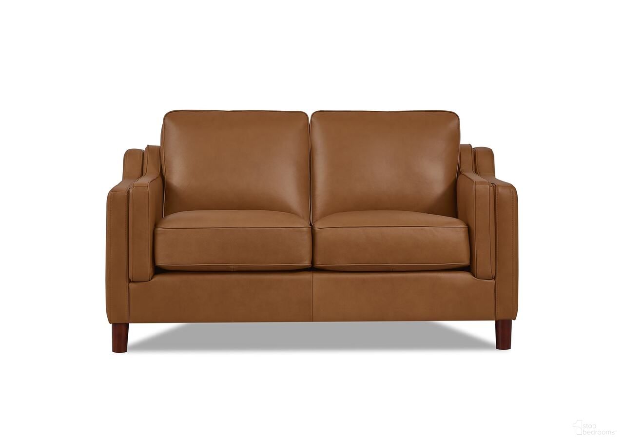 The appearance of Bella Leather Loveseat In Cognac designed by Hydeline in the modern / contemporary interior design. This cognac piece of furniture  was selected by 1StopBedrooms from Bella Collection to add a touch of cosiness and style into your home. Sku: 69932-20V02-LS2523. Material: Leather.