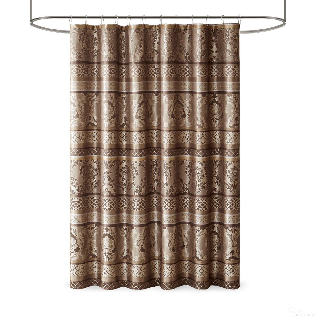 The appearance of Bellagio Jacquard Shower Curtain In Brown designed by Olliix in the traditional interior design. This brown piece of furniture was selected by 1StopBedrooms from Bellagio Collection to add a touch of cosiness and style into your home. Sku: MP70-3035. Material: Polyester.