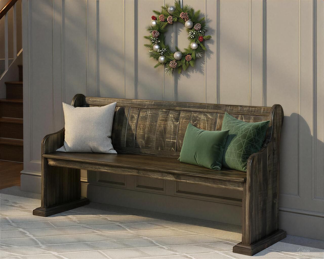 The appearance of Bellamy Bench designed by Magnussen in the country / farmhouse interior design. This black piece of furniture was selected by 1StopBedrooms from Bellamy Collection to add a touch of cosiness and style into your home. Sku: D2491-79. Material: Pine.