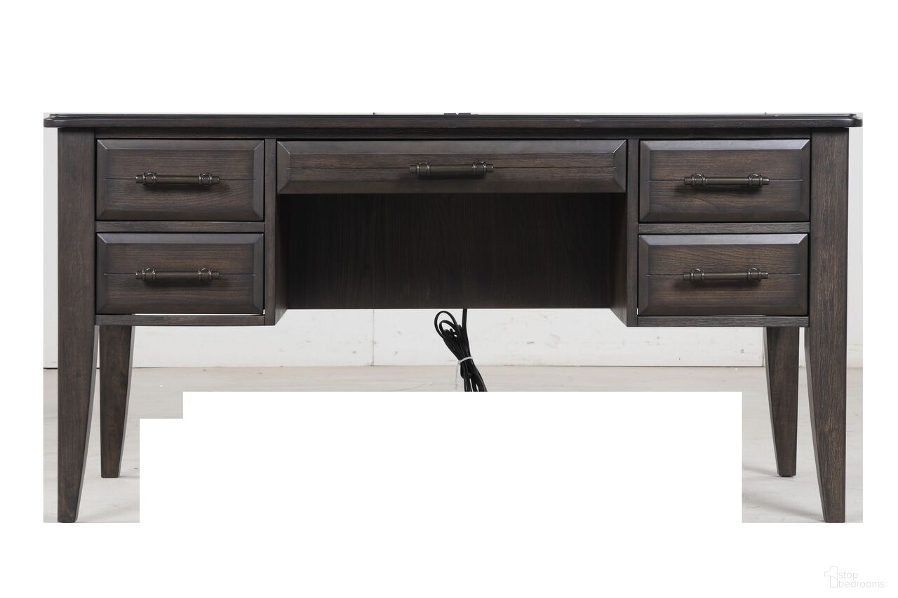 The appearance of Bellamy Lane 5 Drawer Desk In Mahogany designed by Bernell in the transitional interior design. This mahogany piece of furniture  was selected by 1StopBedrooms from Bellamy Lane Collection to add a touch of cosiness and style into your home. Sku: 3920-716. Material: Hardwood.